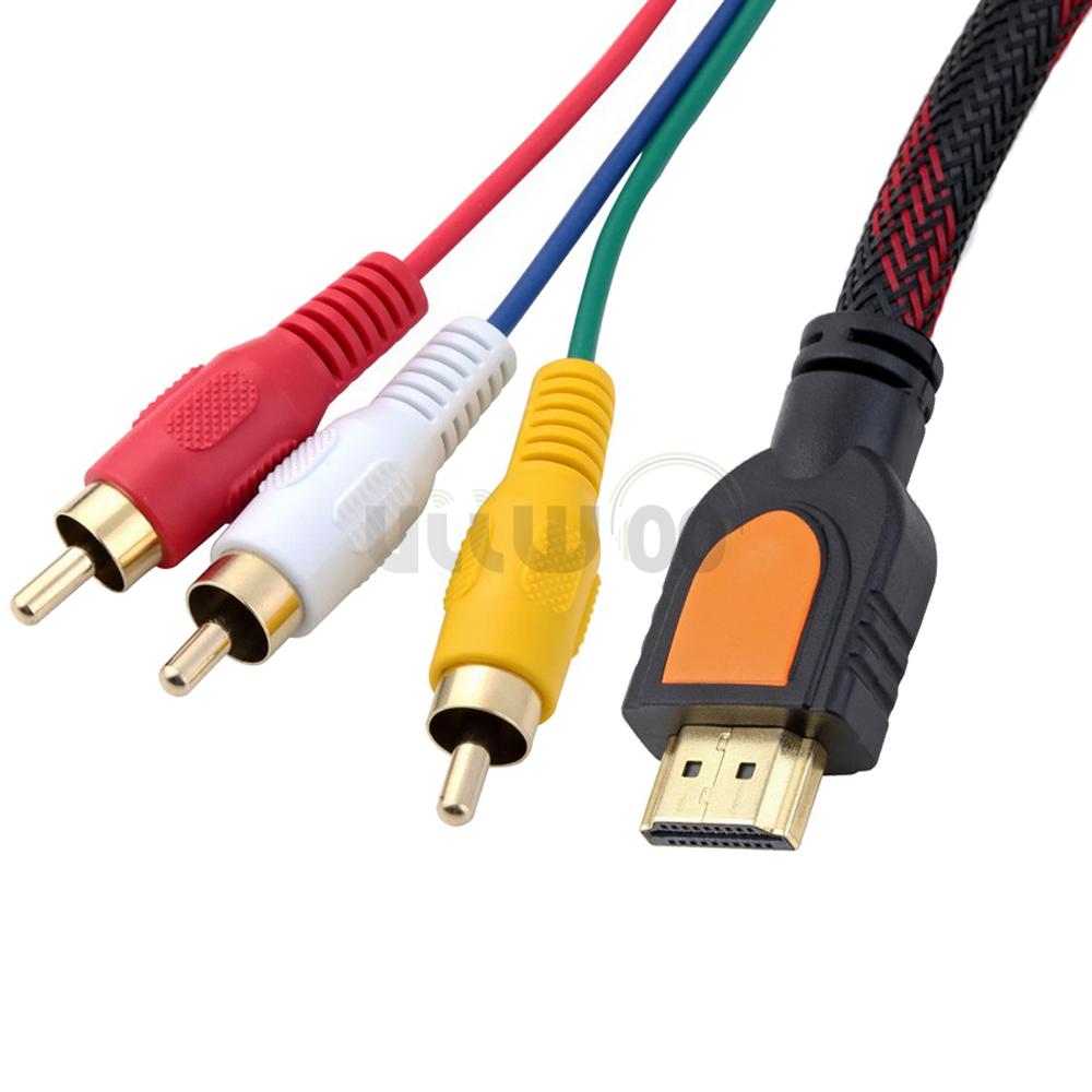 HDMI to 3-RCA / HDMI AV HD Cable for Computer, TV, STB - Black (150cm)